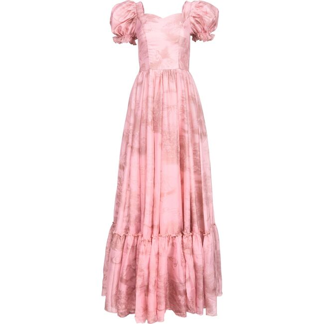 Women's Violette Puff Sleeve Print Maxi Dress, Pink - Dresses - 1