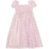Promenade Puff Sleeve Floral Print Midi Dress, Pink And White - Dresses - 1 - thumbnail