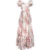 Women's Violette Puff Sleeve Floral Print Maxi Dress, Cream - Dresses - 1 - thumbnail
