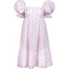 Women's Puff Sleeve Midi Dress, Pink Floral - Dresses - 1 - thumbnail