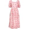 Women's Vera Puff Sleeve Floral Print Midi Dress, Pink And Cream - Dresses - 1 - thumbnail