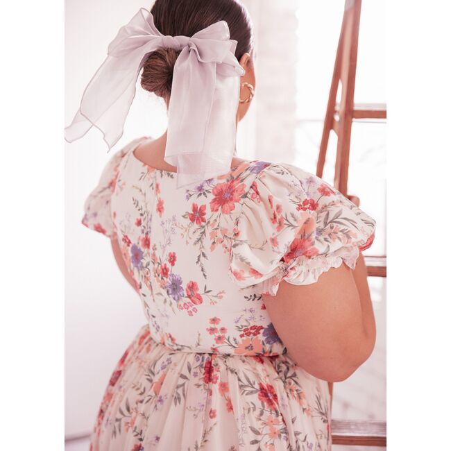 Women's Violette Puff Sleeve Floral Print Maxi Dress, Cream - Dresses - 4