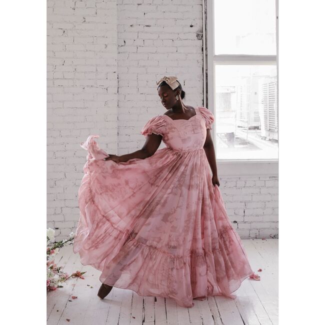 Women's Violette Puff Sleeve Print Maxi Dress, Pink - Dresses - 4