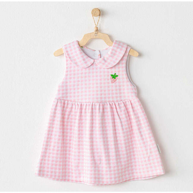 Strawberry Plaid Dress, Pink - Dresses - 2