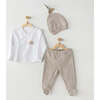 Sunshine Print Side Snap Outfit & Hat, White - Mixed Apparel Set - 2