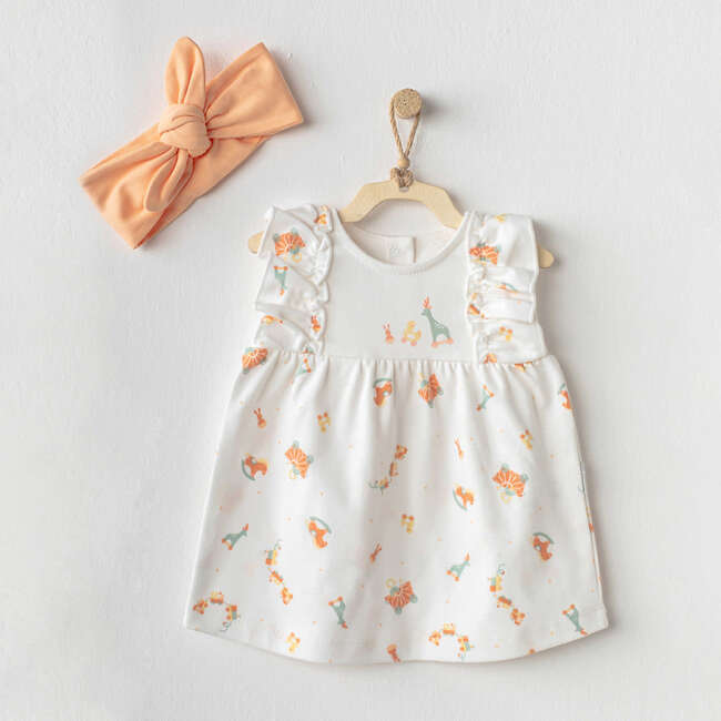 Playmate Print Dress & Headband, White - Dresses - 2
