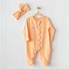 Playmate Buttoned Babysuit & Headband, Orange - Bodysuits - 2