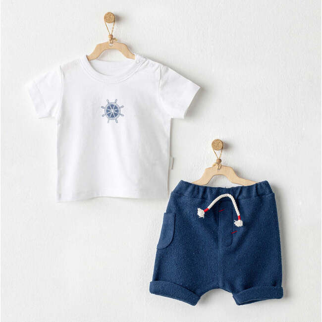Marine Summer Outfit, White - Mixed Apparel Set - 2