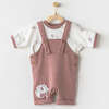 Zebra Print Overalls Outfit, Rose - Bodysuits - 2