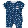 Marine Print Babysuit, Navy - Bodysuits - 1 - thumbnail