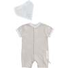 Sunshine Print Babysuit & Bib, Beige - Bodysuits - 1 - thumbnail
