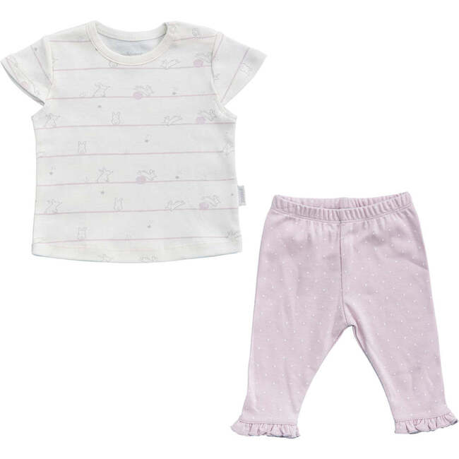 Lilac Funny Bunny Striped Outfit, White