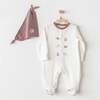 Zebra Print Footed Babysuit & Hat, White - Bodysuits - 2