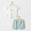Turtle Graphic Summer Outfit, White - Mixed Apparel Set - 2