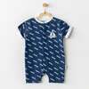 Marine Print Babysuit, Navy - Bodysuits - 2