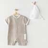 Sunshine Print Babysuit & Bib, Beige - Bodysuits - 2