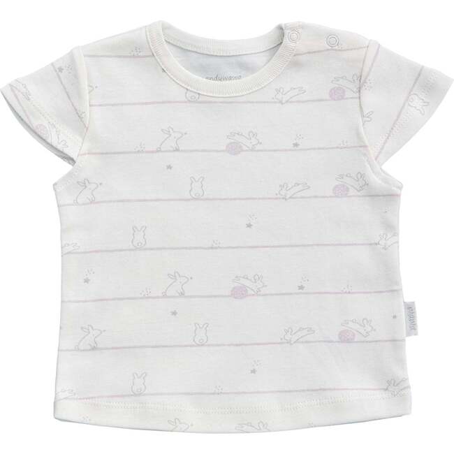 Lilac Funny Bunny Striped Outfit, White - Bodysuits - 3
