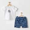 Marine Bear Print Summer Outfit, White - Mixed Apparel Set - 2 - thumbnail