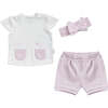 Lilac Funny Bunny Pocket Summer Outfit, White - Mixed Apparel Set - 1 - thumbnail