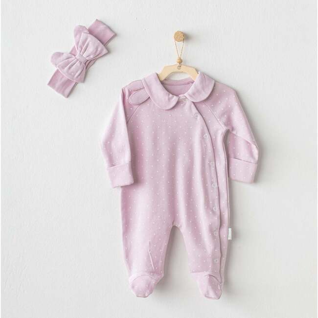 Lilac Funny Bunny Striped Outfit, Purple - Bodysuits - 2