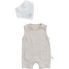 Sleeveless Sunshine Print Babysuit & Bib, Beige - Bodysuits - 1 - thumbnail