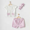 Lilac Funny Bunny Pocket Summer Outfit, White - Mixed Apparel Set - 2