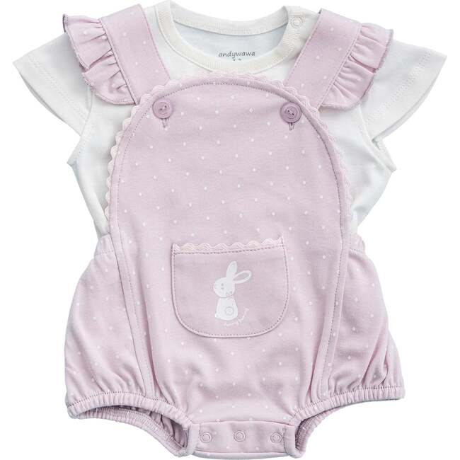 Lilac Funny Bunny Overalls Outfit, Purple