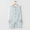 Safari Print Sleeveless Babysuit, Light Blue - Bodysuits - 2