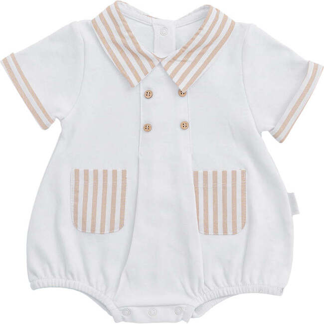 Cool Dude Striped Outfit, White - Bodysuits - 1