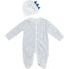 Ptera Dino Print Footed Babysuit & Beanie, White - Bodysuits - 1 - thumbnail