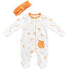 Playmate Zip Up Babysuit & Headband, White - Bodysuits - 1 - thumbnail