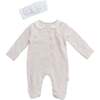 Collar Footed Babysuit, Beige - Bodysuits - 1 - thumbnail