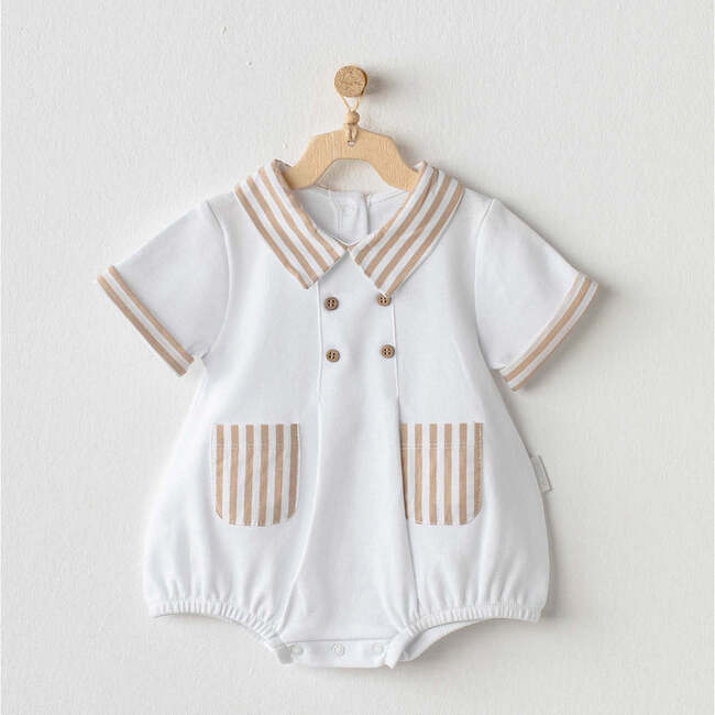 Cool Dude Striped Outfit, White - Bodysuits - 2