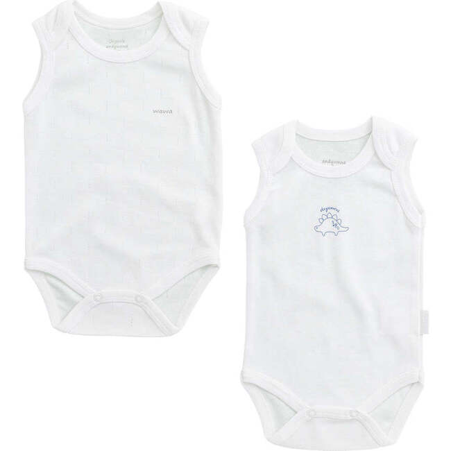 2pc Ptera Dino Print Babysuit Set, White