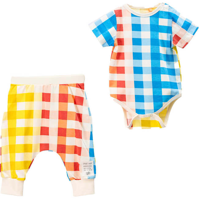 Plaid Print Babysuit Outfit, Multi