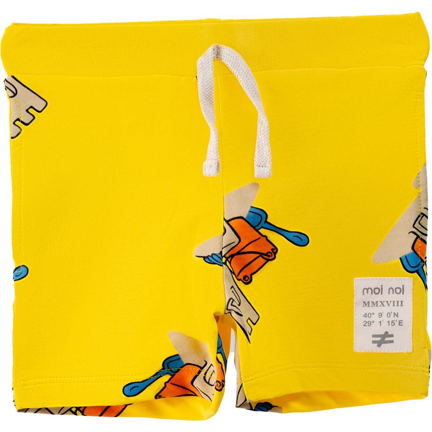 Sand Castle Graphic Cotton Shorts, Yellow - Shorts - 1