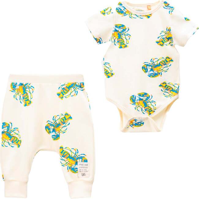 Lobster Graphic Babysuit Outfit, Beige - Mixed Apparel Set - 1