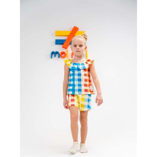 Plaid Print Ruffle Summer Outfit, Multi - Mixed Apparel Set - 2