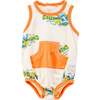 Lobster Print Sleeveless Babysuit, Beige - Bodysuits - 1 - thumbnail
