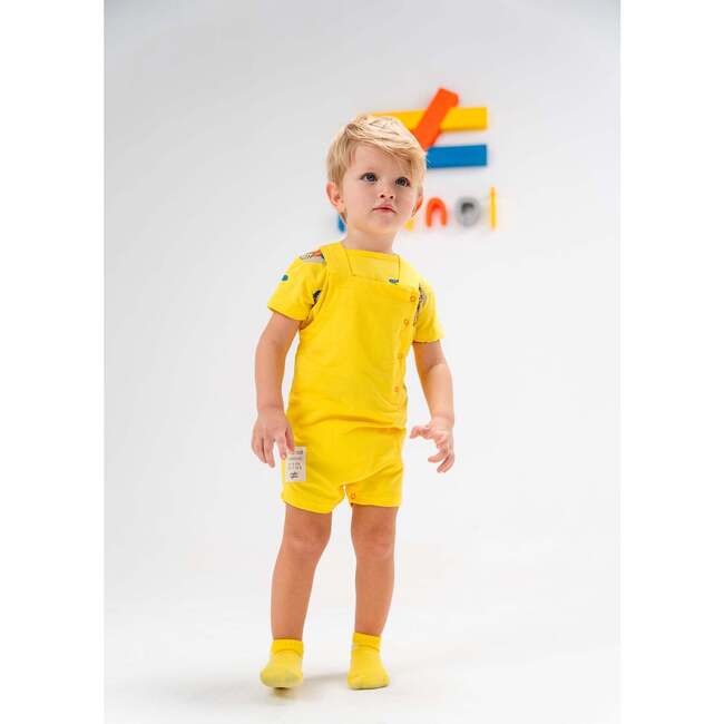 Lobster Print Overalls Outfit, Beige - Mixed Apparel Set - 2
