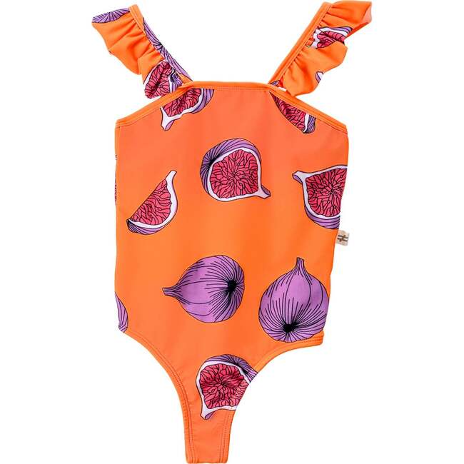 Fig Print One Piece Swimsuit, Orange