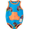 Coconut Print Sleeveless Babysuit, Blue - Bodysuits - 1 - thumbnail