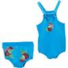 Coconut Graphic Sleeveless Babysuit Outfit, Blue - Mixed Apparel Set - 1 - thumbnail