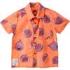 Fig Print Button Up Shirt, Orange - Tees - 1 - thumbnail