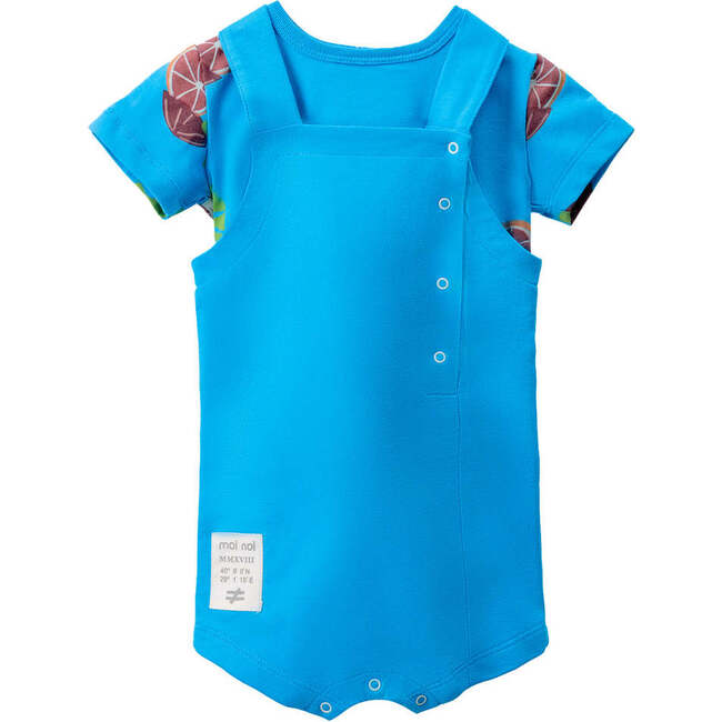 Coconut Print Overalls Outfit, Blue - Mixed Apparel Set - 1