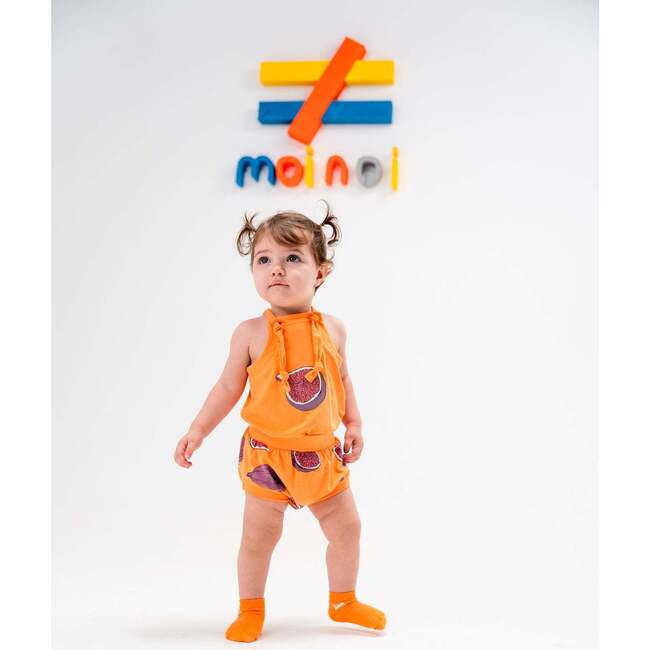 Fig Graphic Sleeveless Babysuit Outfit, Orange - Mixed Apparel Set - 2