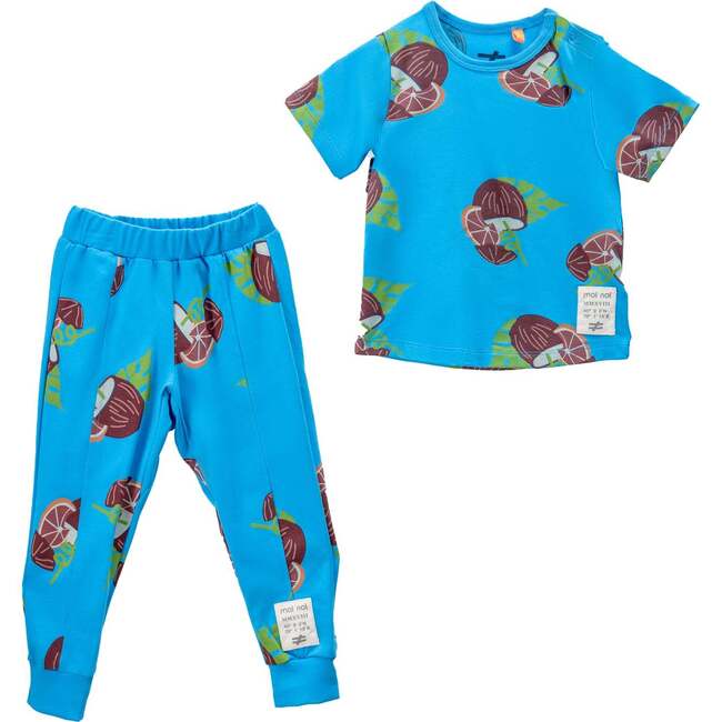 Coconut Graphic Outfit, Blue - Mixed Apparel Set - 1