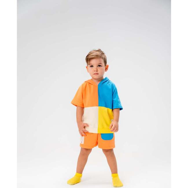 Colorblock Hooded Summer Outfit, Multi - Mixed Apparel Set - 2