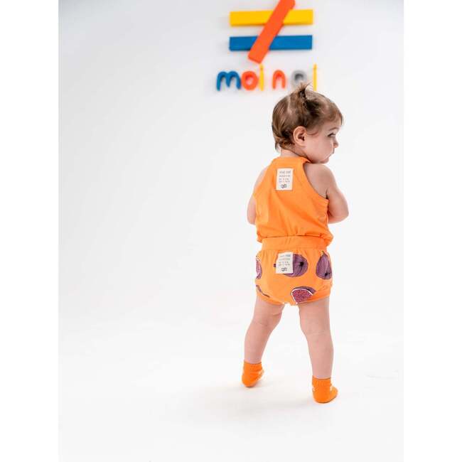 Fig Graphic Sleeveless Babysuit Outfit, Orange - Mixed Apparel Set - 3