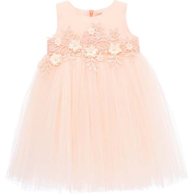 Sleeveless Floral Bow Belt Dress, Peach - Dresses - 1